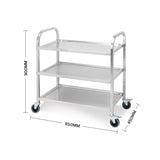 NNEAGS 2X 3 Tier 85x45x90cm Stainless Steel Kitchen Dinning Food Cart Trolley Utility Size Medium