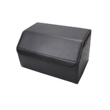 NNEAGS 2X Leather Car Boot Collapsible Foldable Trunk Cargo Organizer Portable Storage Box Black Medium