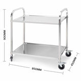 NNEAGS 2 Tier 85x45x90cm Stainless Steel Kitchen Dining Food Cart Trolley Utility Medium