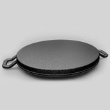 NNEAGS 2X 28cm Ribbed Cast Iron Frying Pan Skillet Coating Steak Sizzle Platter