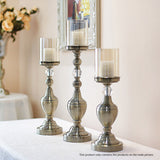 NNEAGS 43.3cm Glass Candlestick Candle Holder Stand Pillar Glass/Iron Metal