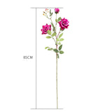 NNEAGS 85cm Green Glass Tall Floor Vase and 12pcs Dark Pink Artificial Fake Flower Set