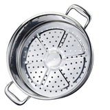 NNEAGS 2X 3 Tier 32cm Heavy Duty Stainless Steel Food Steamer Vegetable Pot Stackable Pan Insert with Glass Lid