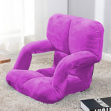 NNEAGS 4X Foldable Lounge Cushion Adjustable Floor Lazy Recliner Chair with Armrest Purple