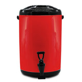 NNEAGS 8X 10L Stainless Steel Insulated Milk Tea Barrel Hot and Cold Beverage Dispenser Container with Faucet Red