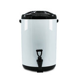 NNEAGS 8X 14L Stainless Steel Insulated Milk Tea Barrel Hot and Cold Beverage Dispenser Container with Faucet White