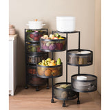 NNEAGS 2X 5 Tier Steel Round Rotating Kitchen Cart Multi-Functional Shelves Portable Storage Organizer with Wheels
