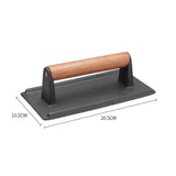 NNEAGS Cast Iron Bacon Meat Steak Press Grill BBQ with Wood Handle Weight Plate