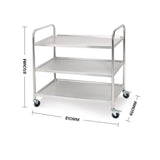 NNEAGS 2X 3 Tier 81x46x85cm Stainless Steel Kitchen Dinning Food Cart Trolley Utility Round Small