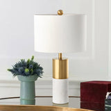 NNEAGS 2X 60cm White Marble Bedside Modern Desk Table Lamp Living Room Shade with Cylinder Base