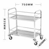NNEAGS 2 Tier 75x40x84cm Stainless Steel Drink Wine Food Utility Cart Small