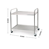 NNEAGS 2X 2 Tier 81x46x85cm Stainless Steel Kitchen Dining Food Cart Trolley Utility Round Small