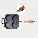 NNEAGS 4 Mold Cast Iron Breakfast Fried Egg Pancake Omelette Fry Pan