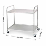 NNEAGS 2X 2 Tier 86x54x94cm Stainless Steel Kitchen Dinning Food Cart Trolley Utility Round Large
