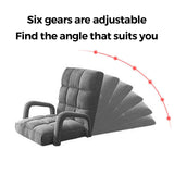 NNEAGS Foldable Lounge Cushion Adjustable Floor Lazy Recliner Chair with Armrest Grey