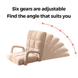 NNEAGS Foldable Lounge Cushion Adjustable Floor Lazy Recliner Chair with Armrest Khaki