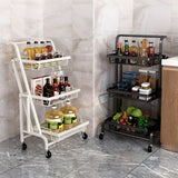 NNEAGS 3 Tier Steel White Adjustable Kitchen Cart Multi-Functional Shelves Portable Storage Organizer with Wheels