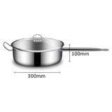 NNEAGS 2X 30cm Stainless Steel Saucepan Sauce pan with Glass Lid and Helper Handle Triple Ply Base Cookware