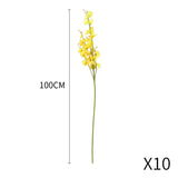 NNEAGS 10pcs Artificial Silk Flower Fake Orchid Bouquet Table Decor Yellow