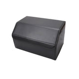 NNEAGS Leather Car Boot Collapsible Foldable Trunk Cargo Organizer Portable Storage Box Black Medium