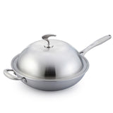 NNEAGS 2X 18/10 Stainless Steel Fry Pan 34cm Frying Pan Top Grade Skillet with Helper Handle and Lid