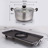 NNEAGS 2X Electric Steamboat Asian Hot Pot Soup Maker Fondue Teppanyaki Hotpot Grill