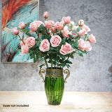 NNEAGS 8 Bunch Artificial Silk Rose 5 Heads Flower Fake Bridal Bouquet Table Decor Light Pink