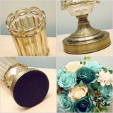 NNEAGS 28.5cm Transparent Glass Flower Vase Filler with Blue Flower Set