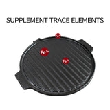 NNEAGS 2X 30CM Round Cast Iron Korean BBQ Grill Plate with Handles and Drip Lip