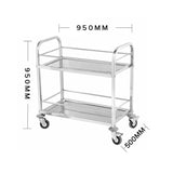 NNEAGS 2X 2 Tier 95x50x95cm Stainless Steel Drink Wine Food Utility Cart Large