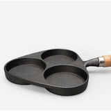 NNEAGS 2X 3 Mold Cast Iron Breakfast Fried Egg Pancake Omelette Fry Pan