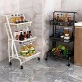 NNEAGS 2X 3 Tier Steel Black Adjustable Kitchen Cart Multi-Functional Shelves Portable Storage Organizer with Wheels