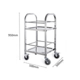 NNEAGS 2X 2 Tier 500x500x950 Stainless Steel Square Tube Drink Wine Food Utility Cart