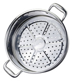 NNEAGS 3 Tier 28cm Heavy Duty Stainless Steel Food Steamer Vegetable Pot Stackable Pan Insert with Glass Lid
