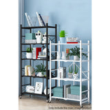 NNEAGS 2X 5 Tier Steel Black Foldable Display Stand Multi-Functional Shelves Portable Storage Organizer with Wheels