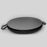 NNEAGS 2X 30cm Ribbed Cast Iron Frying Pan Skillet Coating Steak Sizzle Platter