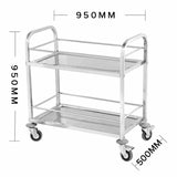 NNEAGS 2 Tier 95x50x95cm Stainless Steel Drink Wine Food Utility Cart Large