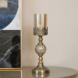 NNEAGS 42cm Glass Candle Holder Candle Stand Glass/Metal