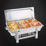 NNEAGS 2X Triple Tray Stainless Steel Chafing Catering Dish Food Warmer