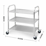 NNEAGS 3 Tier 85x45x90cm Stainless Steel Kitchen Dinning Food Cart Trolley Utility Size Medium