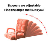 NNEAGS 4X Foldable Lounge Cushion Adjustable Floor Lazy Recliner Chair with Armrest Orange