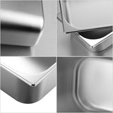 NNEAGS 2X GN Pan Full Size 1/3 GN Pan 6.5 cm Deep Stainless Steel Tray With Lid