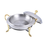 NNEAGS Stainless Steel Gold Accents Round Buffet Chafing Dish Cater Food Warmer Chafer with Glass Top Lid