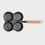 NNEAGS 4 Mold Multi-Portion Cast Iron Breakfast Fried Egg Pancake Omelet Fry Pan