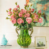 NNEAGS 10 Bunch Artificial Silk Rose 6 Heads Flower Fake Bridal Bouquet Table Decor Pink