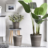 NNEAGS 2X 32cm Rock Grey Round Resin Plant Flower Pot in Cement Pattern Planter Cachepot for Indoor Home Office