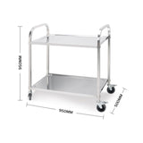 NNEAGS 2X 2 Tier 95x50x95cm Stainless Steel Kitchen Dining Food Cart Trolley Utility Large