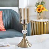 NNEAGS 38cm Glass Candle Holder Candle Stand Glass/Metal