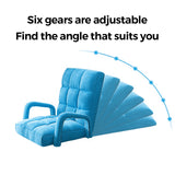 NNEAGS  Foldable Lounge Cushion Adjustable Floor Lazy Recliner Chair with Armrest Blue