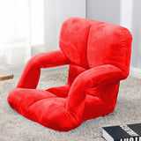 NNEAGS Foldable Lounge Cushion Adjustable Floor Lazy Recliner Chair with Armrest Red